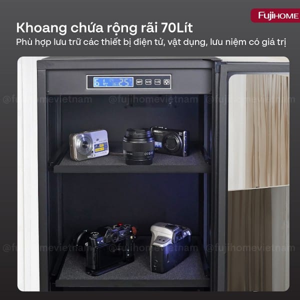 Công nghệ hiện đại – Kiểm soát độ ẩm chính xác của tủ chống ẩm Fujihome DC-70E 70L