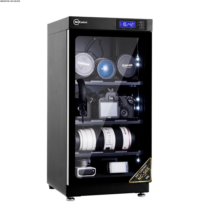 Tủ chống ẩm cao cấp Nikatei NC-50S viền nhôm mạ bạc