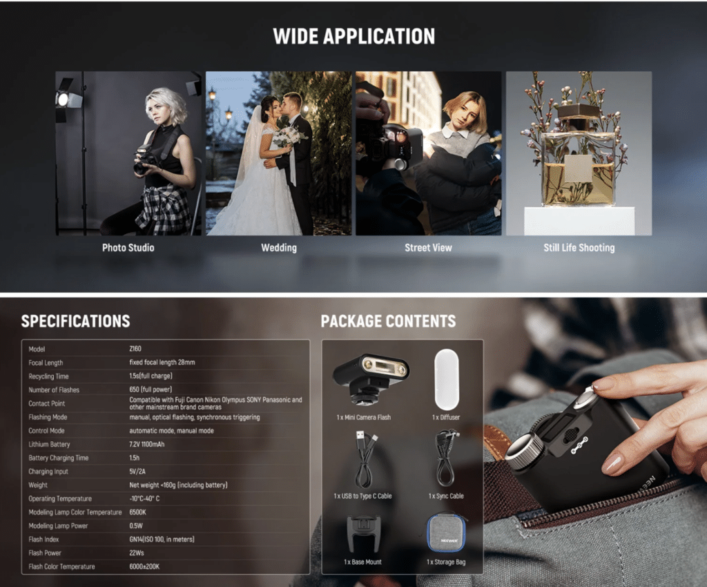 Đèn Flash Máy Ảnh Neewer Z160 Auto & Manual Modes