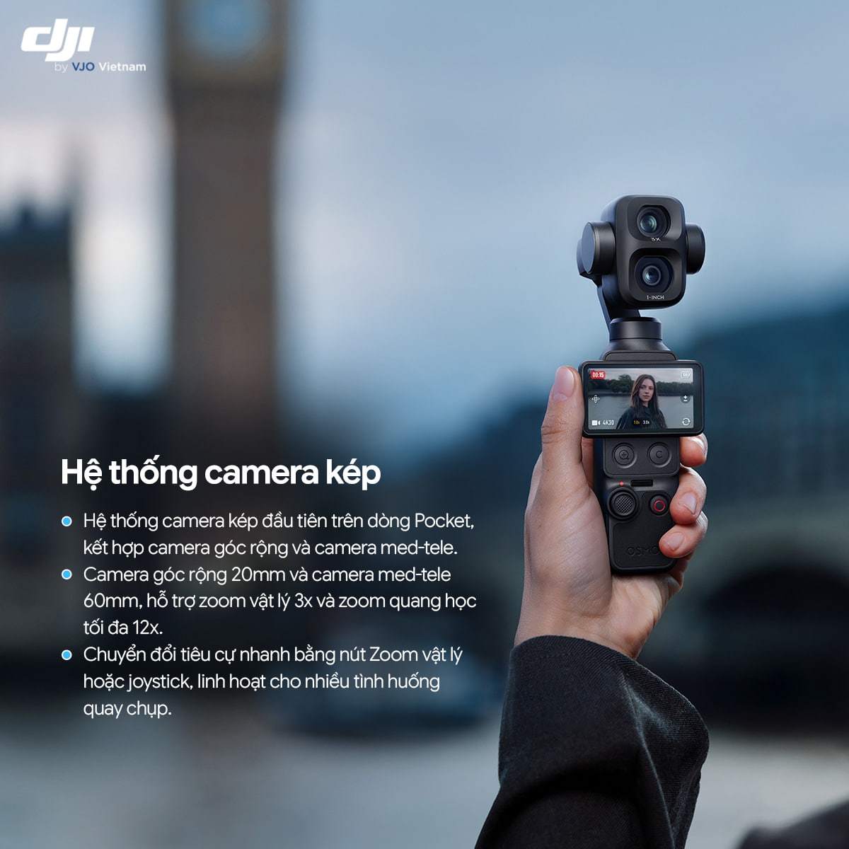 Camera tele 60mm tạo chiều sâu chuyên nghiệp